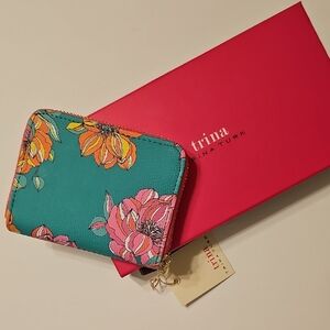 Trina Turk Green and Pink Floral Wallet